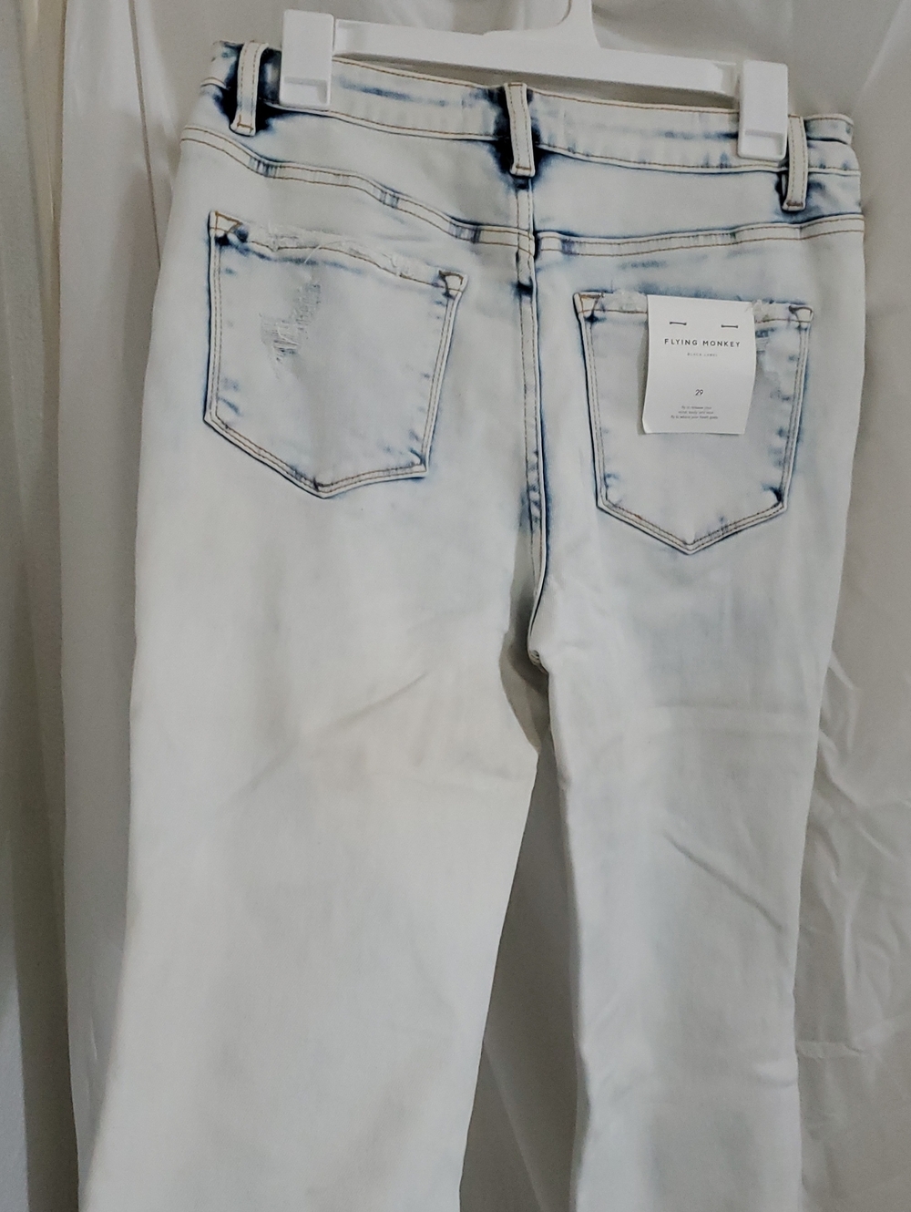 Flying Monkey High‎ Rise Coco Blues distressed light wash Flares jeans size 29 - Picture 12 of 13